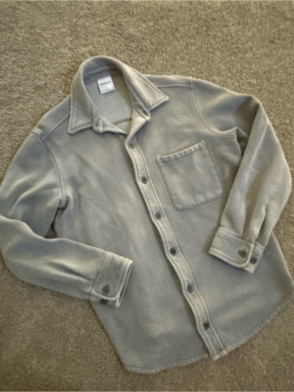 TNA - Boyfriend Fit Casual Button-Up Fleece Jacket - Gray